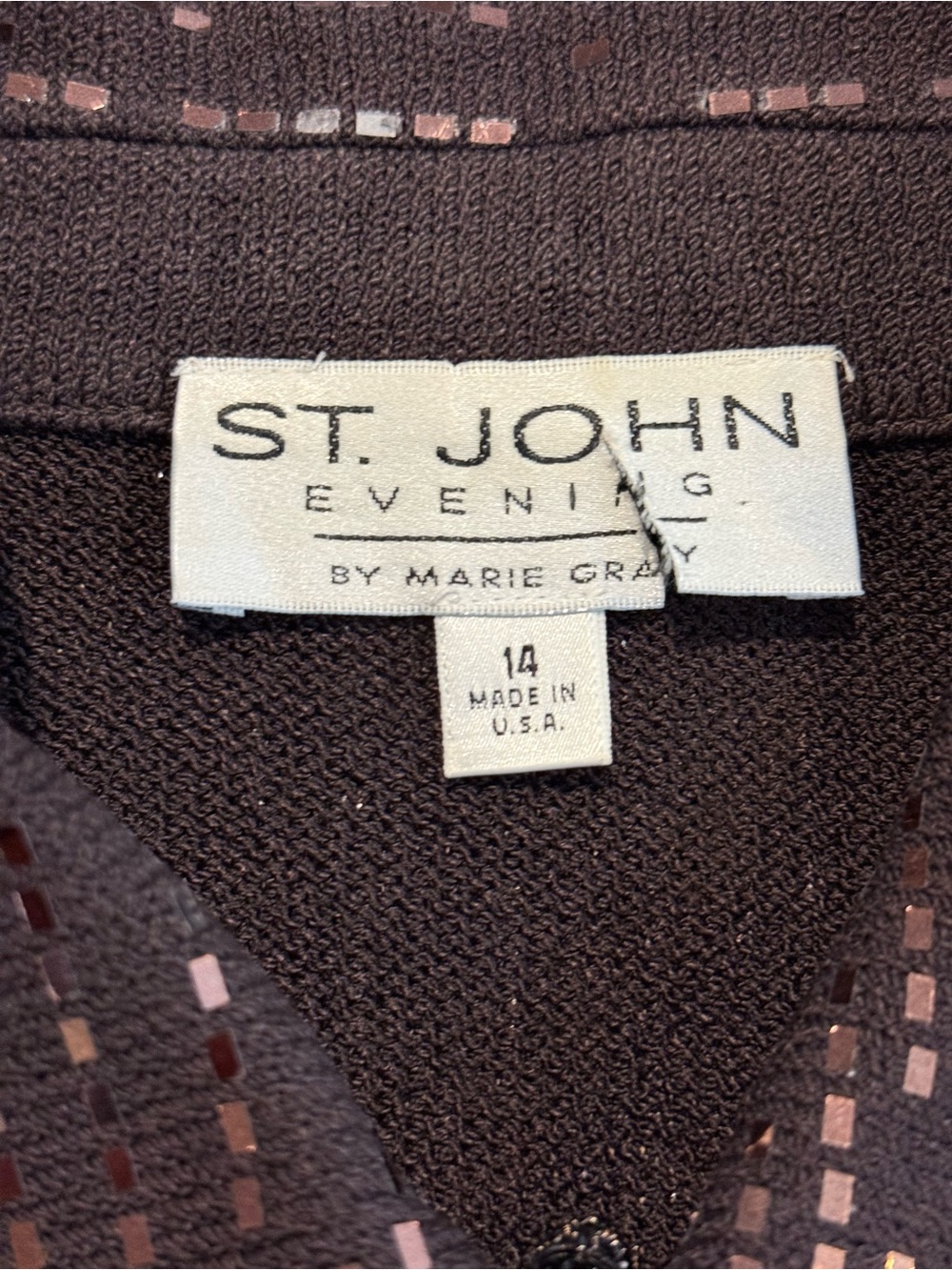 St John Evening By Marie Gray Vintage Sequin Knit Zip Jacket 14 Statement Glam - Picture 9 of 15